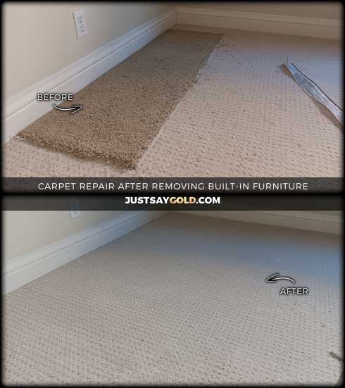 Carpet Repair After Built-In Furniture Removal Granite Bay CA
